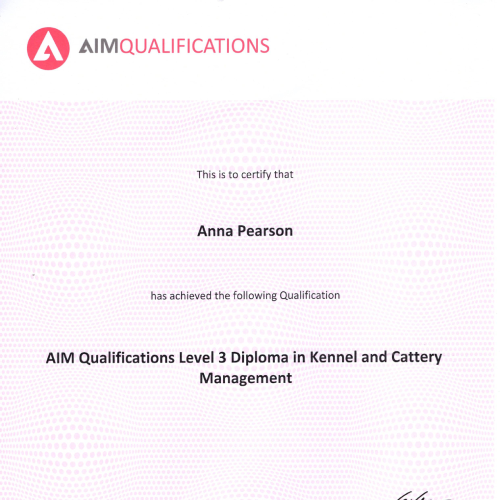 AIM QUALIFICATIONS LEVEL 3 DIPLOMA IN KENNEL AND CATTERY MANAGEMENT
